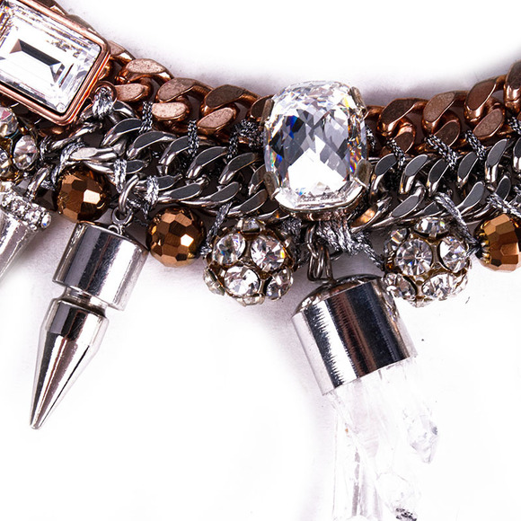 ASSAD MOUNSER BRONZE, SILVER, WHITE EVENING NECKLACE | WOMENS - Picture 2 of 3